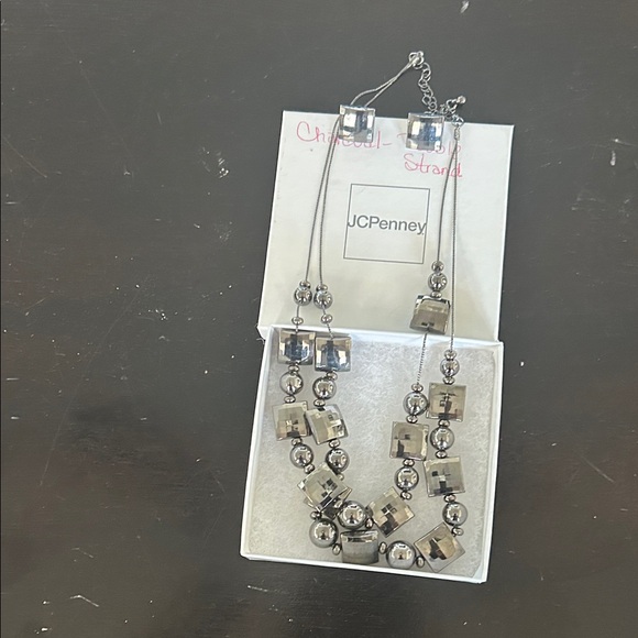 JCPenney Silver Cube Necklace Set - Picture 1 of 1